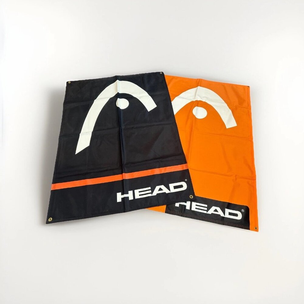 🎾 HEAD Tennis Racquet Banner Flags – Large 72" x 36" – Black & Orange – EXCELLE